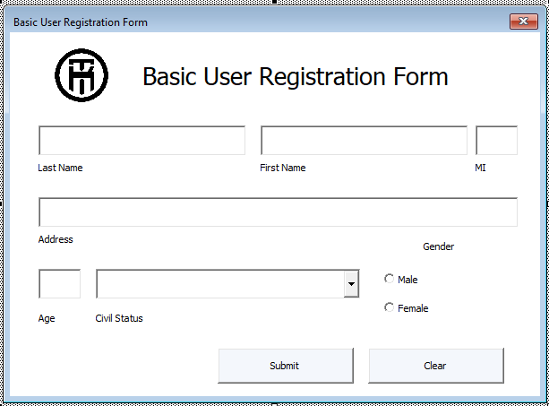 Excel Basic User Registration Form